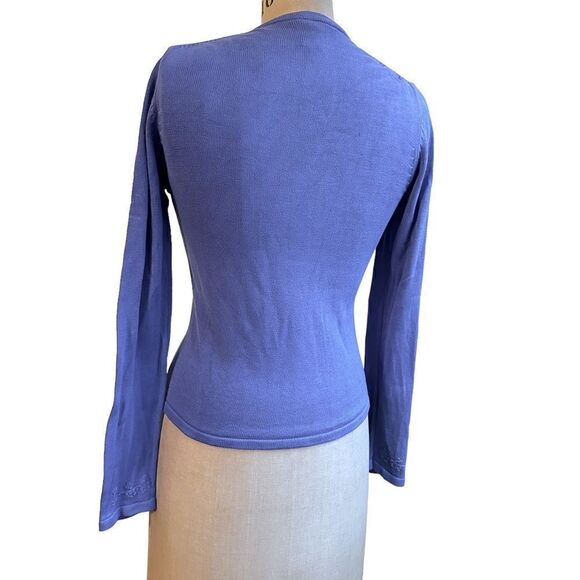 V neck silk knitted Lilac cardigan size Small Cullen brand w embroidery detail - Picture 3 of 9
